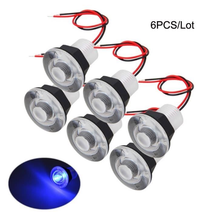 Lot De 6 Lampes Led Bleues 12v 38mm Submersibles Étanches Pour Bateau ...