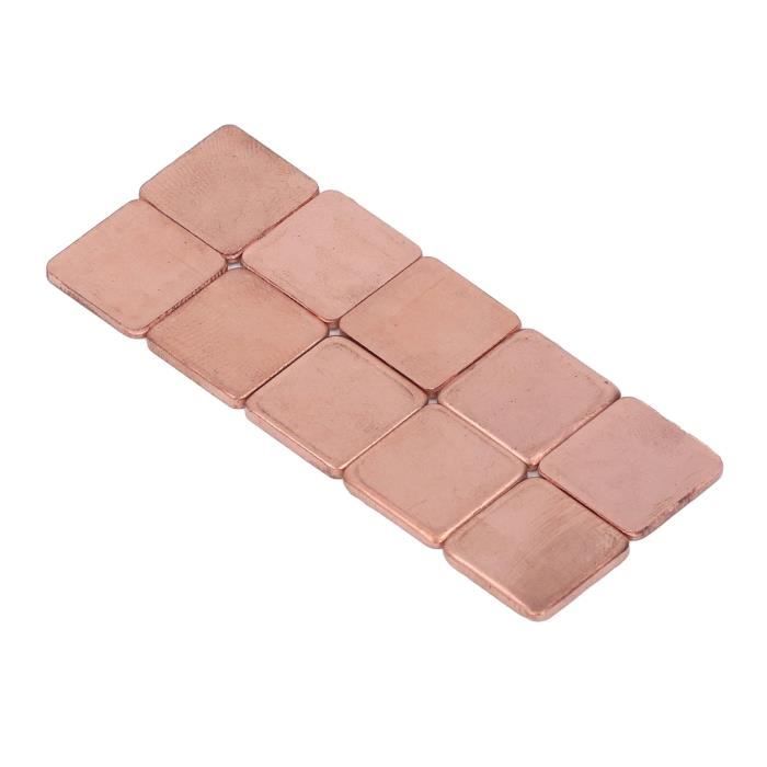 10 Rondelles Thermiques En Cuivre 20x20mm - Dissipateurs Chaleur Pour PC/GPU - Épaisseur 1.5mm