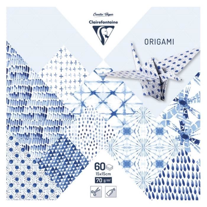 50 Feuilles Origami Double Face Sourcing Map - 15x15cm, Bleu Clair | Papier Artisanat DIY