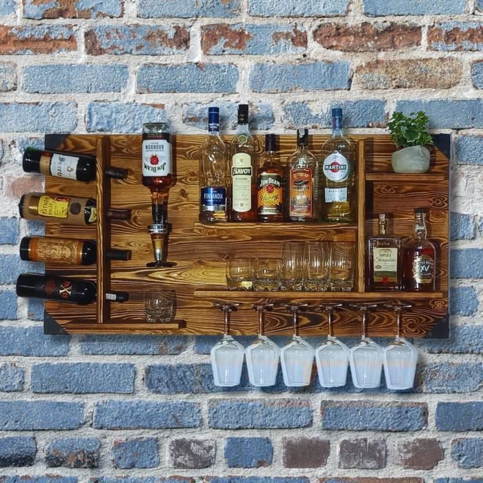 Etagère en bois avec distributeur de boissons wenge