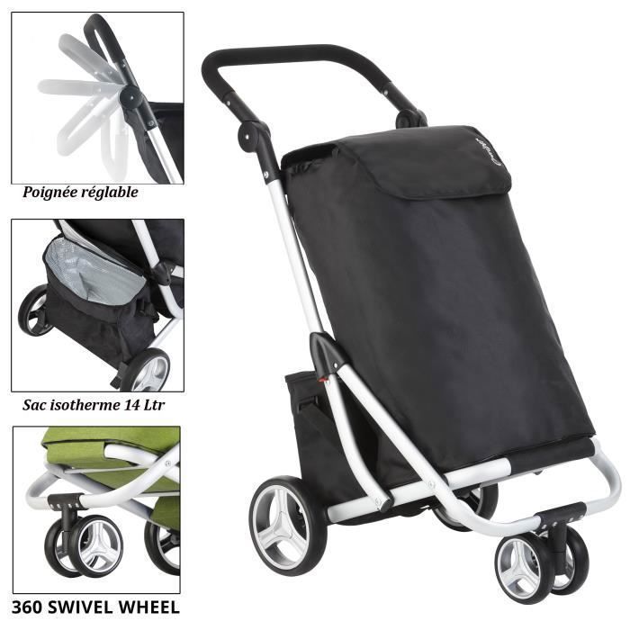 Cruiser Chariot de course 72 litres - Sac de refroidissement - 3 roues -  Pliable - Noir