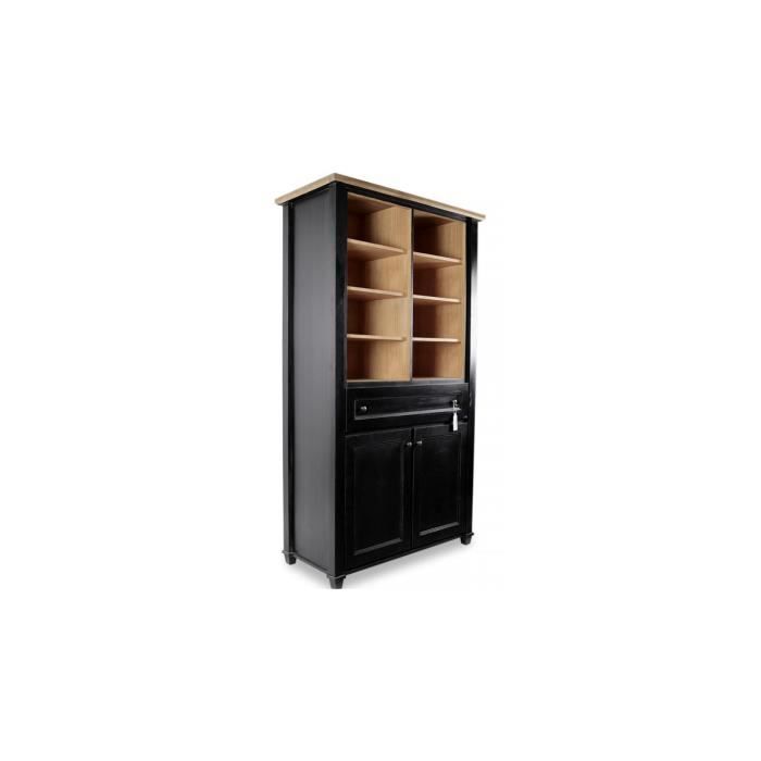 vaisselier bois noir 100x49x179.5cm - decoration d'autrefois - 1 tiroir - classique - intemporel