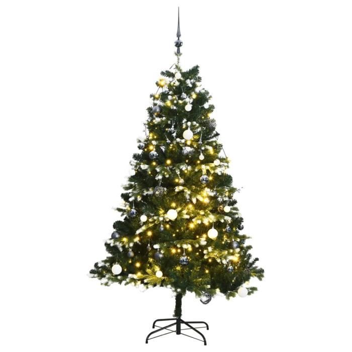 Sapin de Noël artificiel articulé 300 LED et boules 180 cm EAN