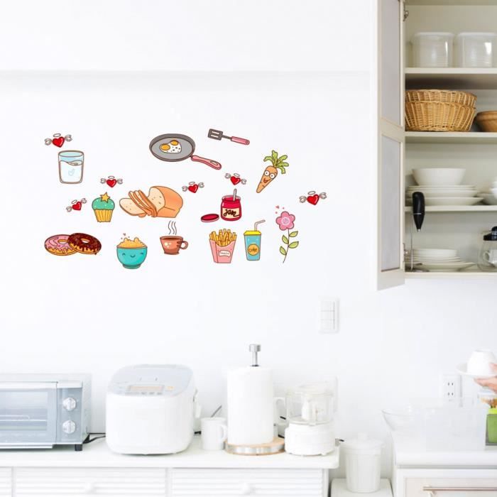 TD® Autocollant mural décoratif modèle cuisine décoration intérieur  restaurant cuisine maison amovible écologique accessoire décorat -  Cdiscount Maison