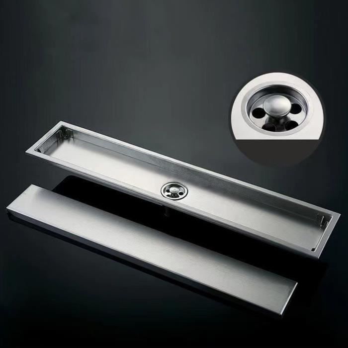 HEATGENE Drain de douche linéaire rectangulaire en acier inoxydable avec grille à motif quadrato amovible, 91,4 cm, bronze vénitien