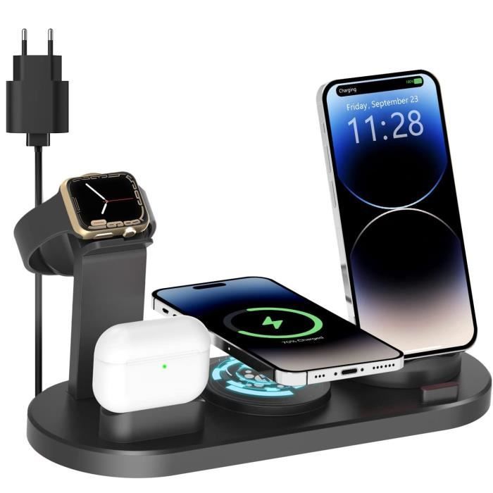 Station de Charge sans Fil 4 en 1,Station de Charge pour téléphones Apple/Micro/Type C,iWatch Series,Airpods,iPhone,Samsung Galaxy