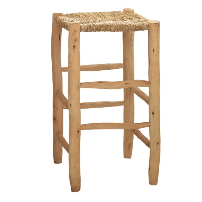 Tabouret de bar bois et doum Naturel 70 cm