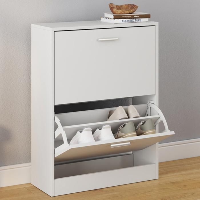 IDMARKET Meuble à chaussures 12 paires KLARK 2 portes blanc IDMARKET Meuble à chaussures 12 paires KLARK 2 portes blanc