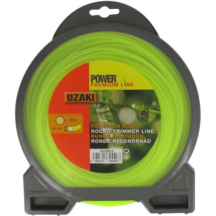 OZAKI JARDIN PRATIQUE Fil nylon rond premium line  pour d&eacute;broussailleuse - &Oslash; 2 mm - L 63 m