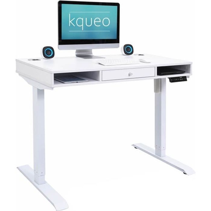 KQUEO Bureau Assis Debout /électrique KX2 160 2 Moteurs Noir Capacit/é De Charge 105 Kg Panneau de Contr/ôle Digital Plateau 160x80cm Table Reglable Hauteur 71-120cm