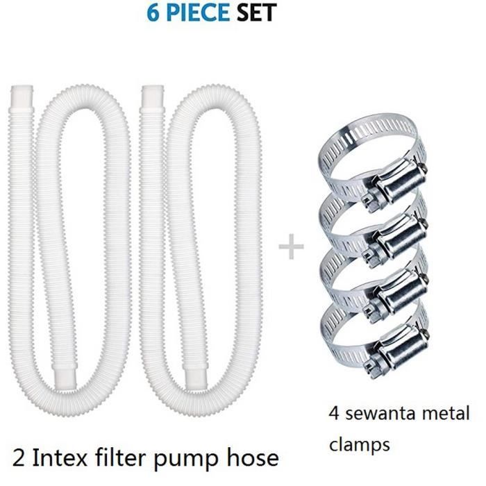 Lot De 2 Tuyaux De Piscine 32 Mm X 100 Cm Avec 4 Pinces Inox - Pour Pompe, Filtre, Système De Chauffage - 4