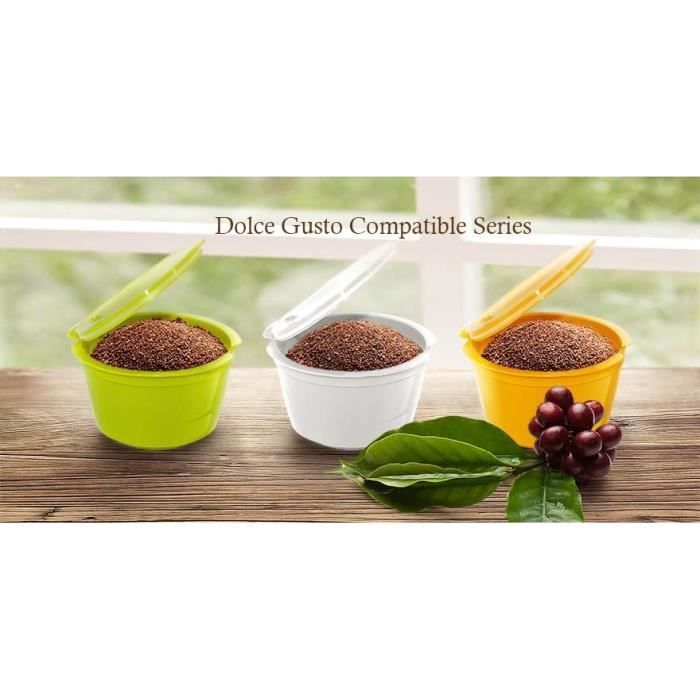 Dolce Gusto Lot de 3 capsules de café rechargeables réutilisables compatibles avec les cafetières Dolce Gusto, capsules rechargeables Dolce Gusto avec