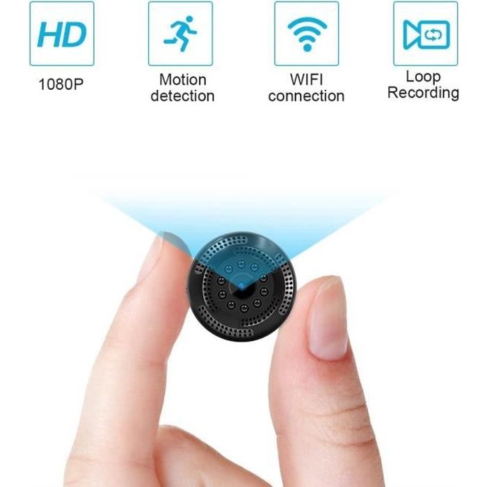 Caméra Cachée sans Fil 1080P HD Mini Caméra Espion WiFi avec Enregistreur Vidéo / Détecteur de Mouvement/ Vision Nocturne/ Surveille