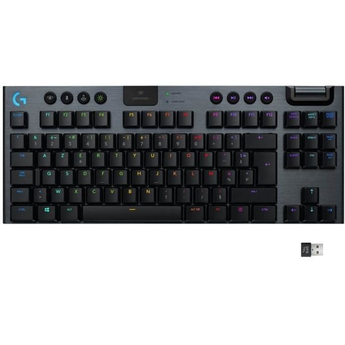 Clavier Gaming - Sans fil - LOGITECH G - G915 TKL LIGHTSPEED RVB - Switch GL TACTILE - Carbon