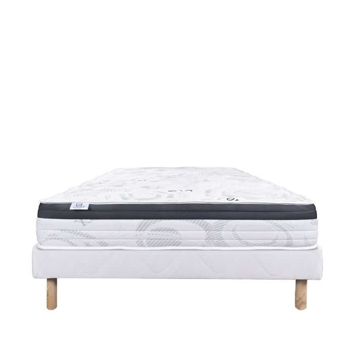 LUXURY LITERIE - Ensemble matelas + sommier - SLEEPLUX - 140 x 190 cm - Tapissier - Ferme - Face été/hiver