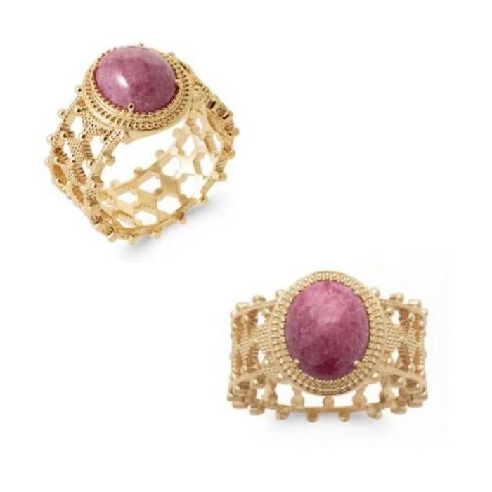 Bague En Plaqué Or 18 Carats Avec Pierres - Bijou élégant Occasion