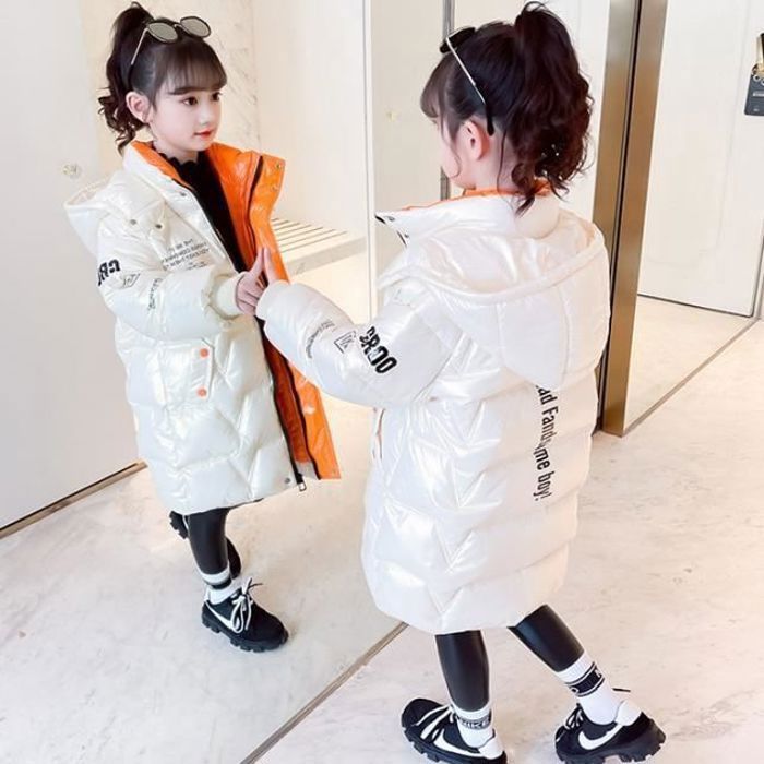Nemopter Doudoune Fille Manteau Automne d'hiver pour Enfant mi Long Epaisse Parka à Capuche Fourrure