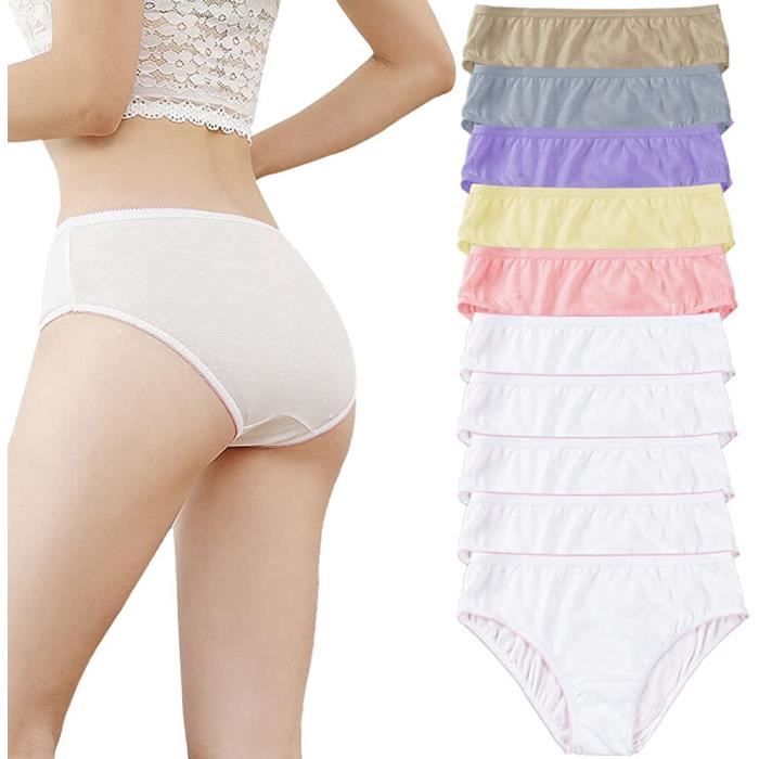 Lot de 10 Slips Jetables Femme en 100% Coton Culottes sous Vetement Culotte  Périodique Femme Grossesse Voyage Accouchement Massage 10 - Cdiscount  Prêt-à-Porter