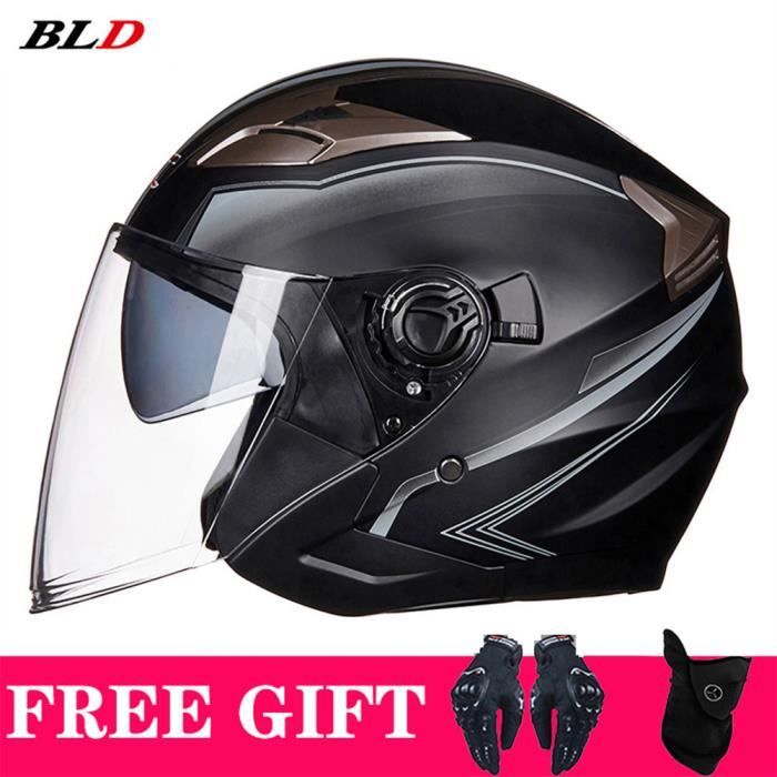 Casque De Moto Vintage À Visage Ouvert Casque De Moto Jet Crash Casque Léger De Sécurité Électrique Casque Motard ECE Retro Avec Visière Casque Pilote Scooter Pour Hommes Et Femmes,Black orange,M