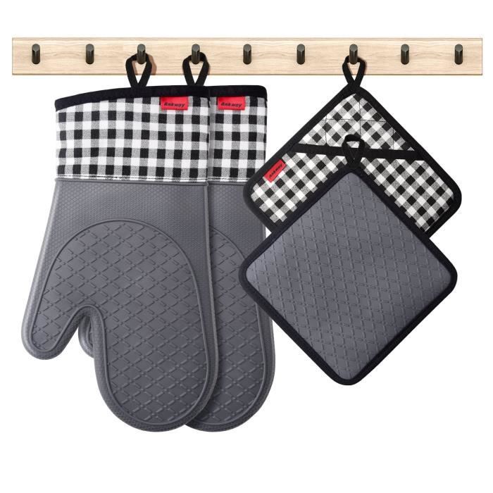 Lot De 4 Noir Gant Four Maniques Cuisine - Gant Four Anti Chaleur Jusqu A 300 C Gants En Silicone Antiderapantes En Coton Doux 31cm Longs Et Flex 98412498 Lot De 4 Noir Gant Four Maniques Cuisine - Gant Four Anti Chaleur Jusqu A 300 C Gants En Silicone Antiderapantes En Coton Doux 31cm Longs Et Flex 98412498