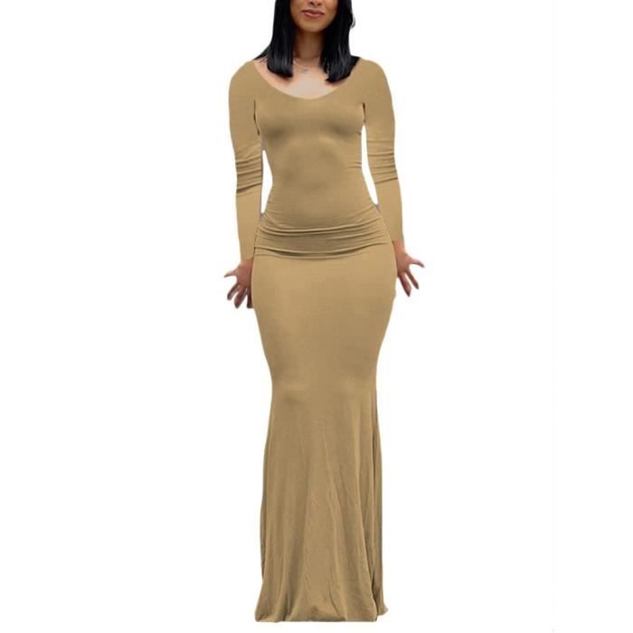 Robe Midi Rayée Femme Manches Longues En Maille Extensible - Style Bodycon Transparent - Taille L - Neuf Sans étiquettes