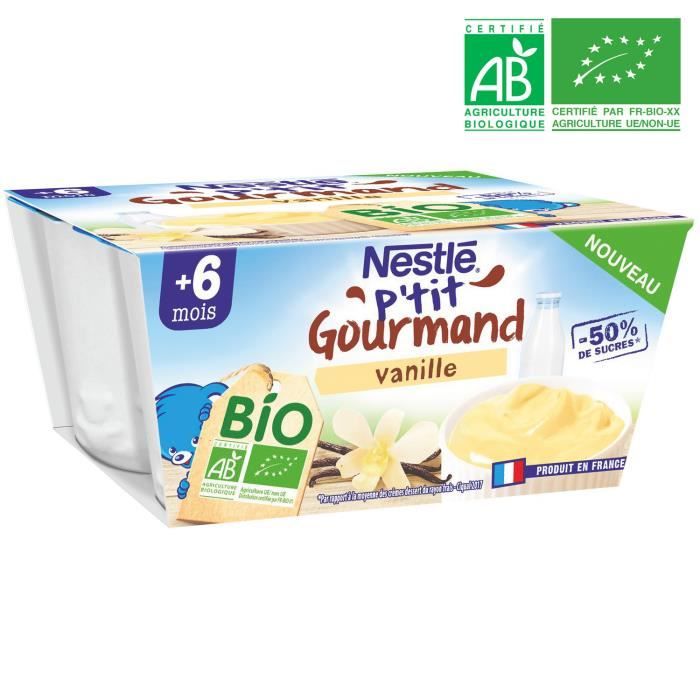 Nestle Gourmand Dessert Bebe Bio Des 6 Mois Saveur Vanille 4 Pots X 90 G Achat Vente Compote Dessert Fruite Nestle Gourmand Dessert Bebe Bio Des 6 Mois Saveur