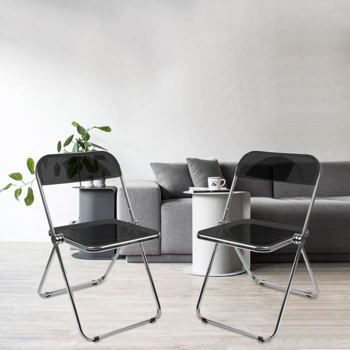 Chaise Pliante Transparente Acrylique - Design Moderne - Siège Confortable - Pour Intérieur/extérieur, Bureau, Salle à Manger - 3
