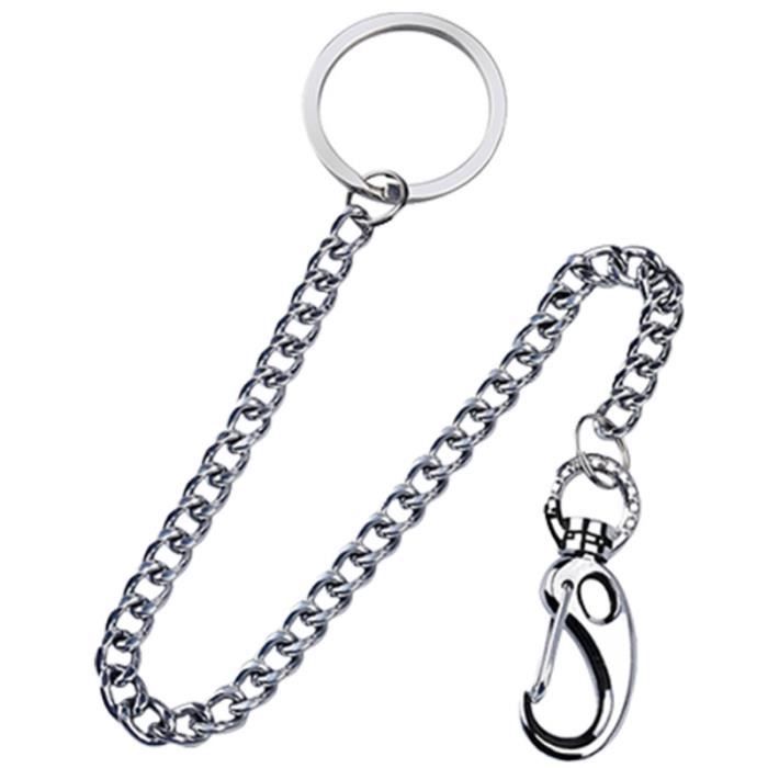 Chaîne De Taille Créative Porte-clés Long - Alliage De Zinc Et Acier Inoxydable, Couleur Argent