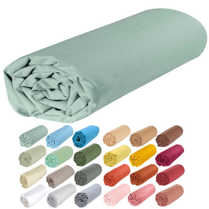 Drap Housse Jersey 60x120 cm Vert De Gris FEE MOI DORMIR, Vente en