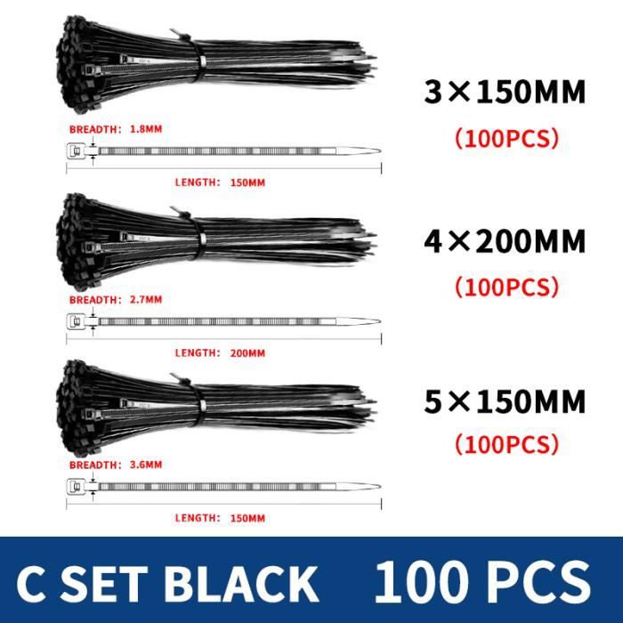 40 Colliers De Serrage Nylon Autobloquants – 300x4,8 Mm, Noirs