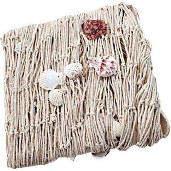 Filet De Pêche Décoratif 1x2m Avec Coquillages - Style Méditerranéen Pour Décoration Murale Maison