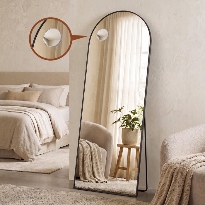 Miroir De Sol Pleine Longueur 150x40cm Doré - Cadre Aluminium, Montage Mural Ou Posé, Pour Chambre & Dressing