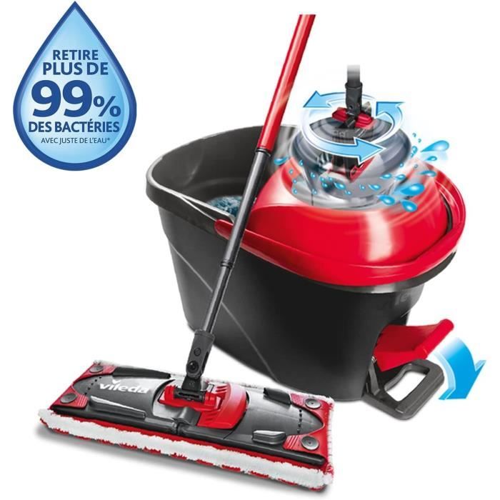 Vileda Turbo 3en1 - Kit Lavage Sol Complet Avec Manche Télescopique (85-123 Cm), Neuf Sous Blister