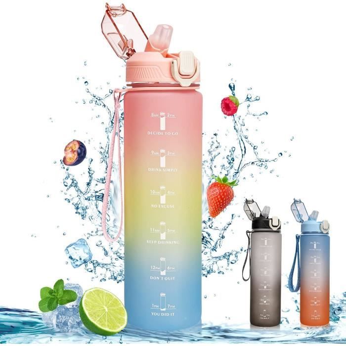 Welley - Bouteille d'eau avec marquage du temps - Bouteille d'eau de motivation