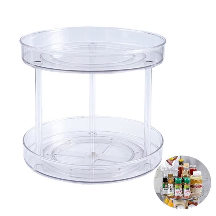 Étagère de rangement rotative à 360° - Organisateur rond pour cosmétiques et épices - Plateau tournant pour placard de cuisine/garde-manger - Petit modèle blanc