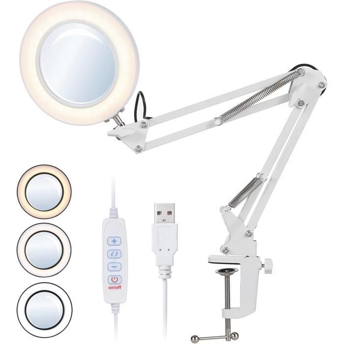 Lampe De Bureau LED En Demi-lune – Réglable Luminosité & Couleur (2700K-6500K) – Pour Ongles, Cils, Maquillage – USB