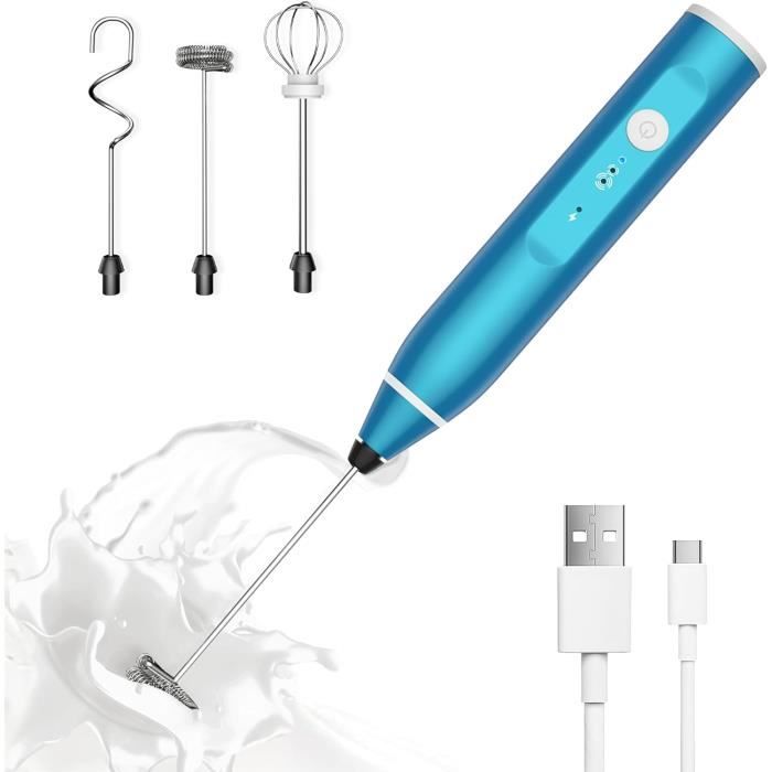Mousseur à Lait électrique USB Rechargeable - 3 Vitesses, Fouet Inox Amovible Pour Café, Latte, Matcha