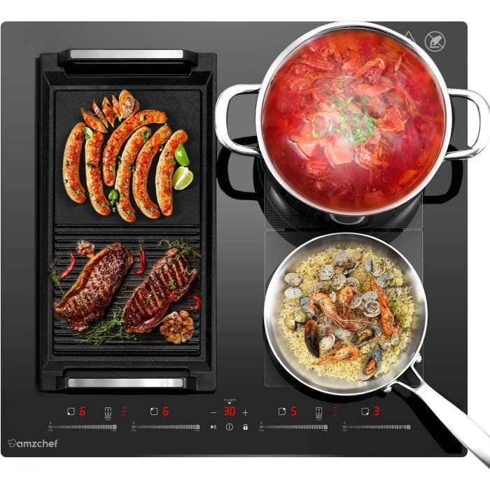 AMZCHEF plaque induction avec deux zones flexibles