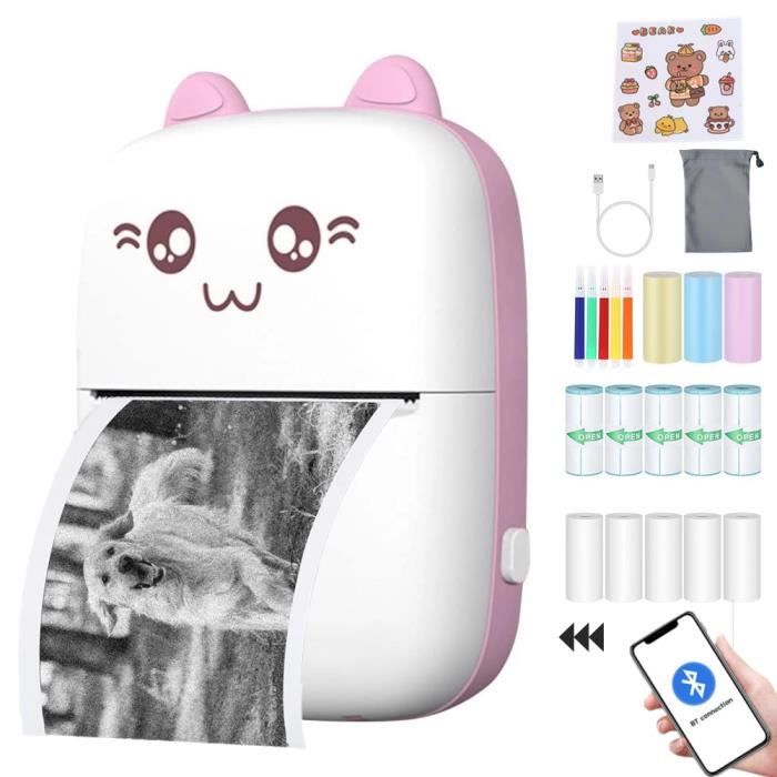 2windeal® Mini Pocket Imprimante thermique Bluetooth Imprimante instantanée avec 5Stylo + 13 Rouleaux de Papier Photo Étiquette