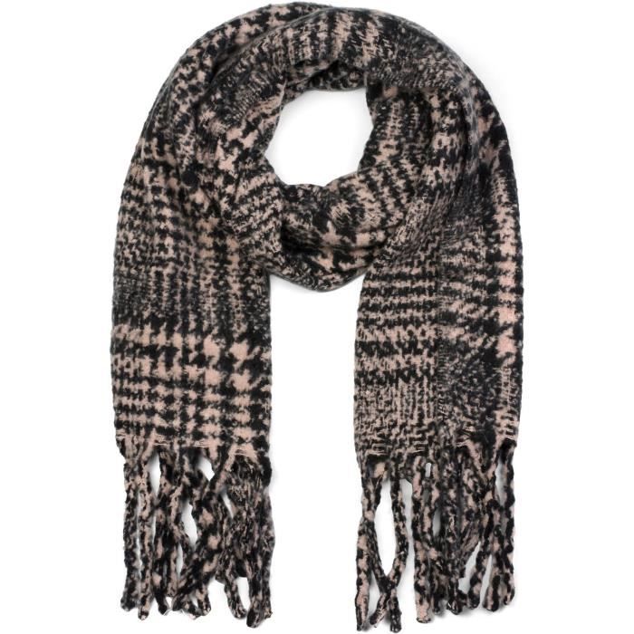 Écharpe Femme Légère Motif Feuilles De Palmier - Foulard Franges, Matière Douce Viscose/coton, 78x180 Cm - 7