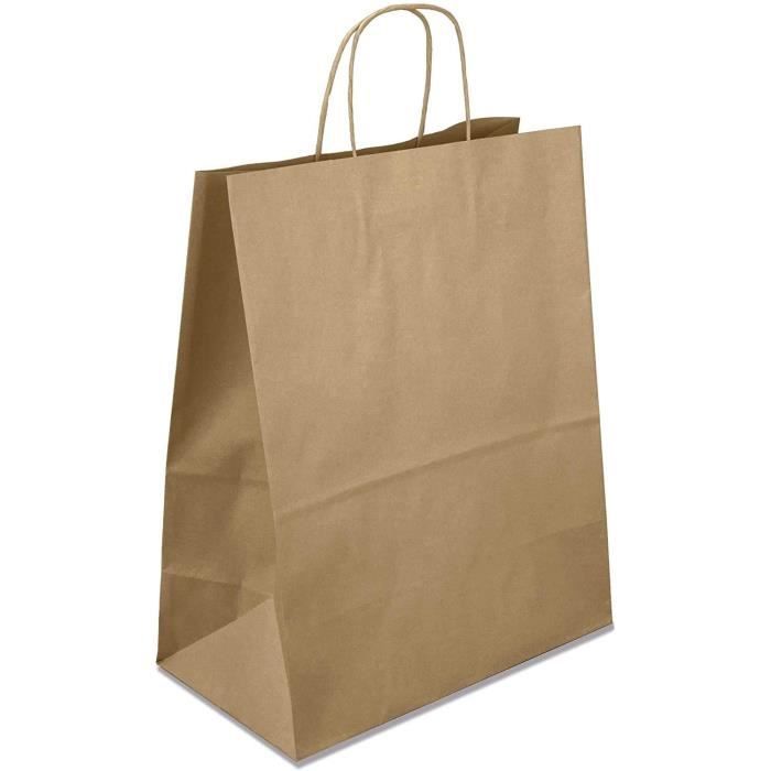 30.5x17x34 Cm (Lot De 20) Lot De 20 Sacs En Papier Marron Avec Anse