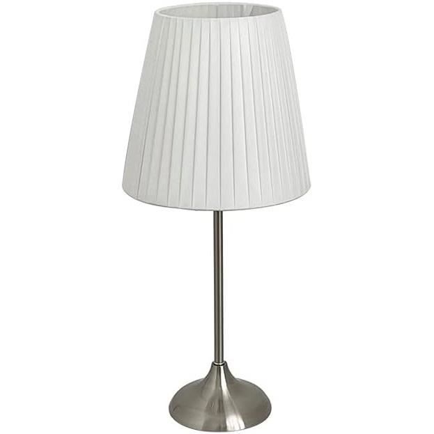 Lampe De Table Moderne En Céramique Et Tissu - Hauteur 57 Cm - Abat-Jour Blanc, Base Chrome - Douille E27
