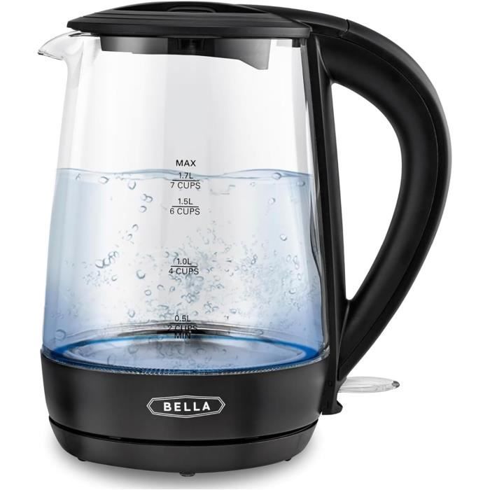 Bouilloire électrique BELLA 1,7L En Verre Avec LED - Chauffage Rapide 1500W, Arrêt Automatique, Filtre Amovible - 7