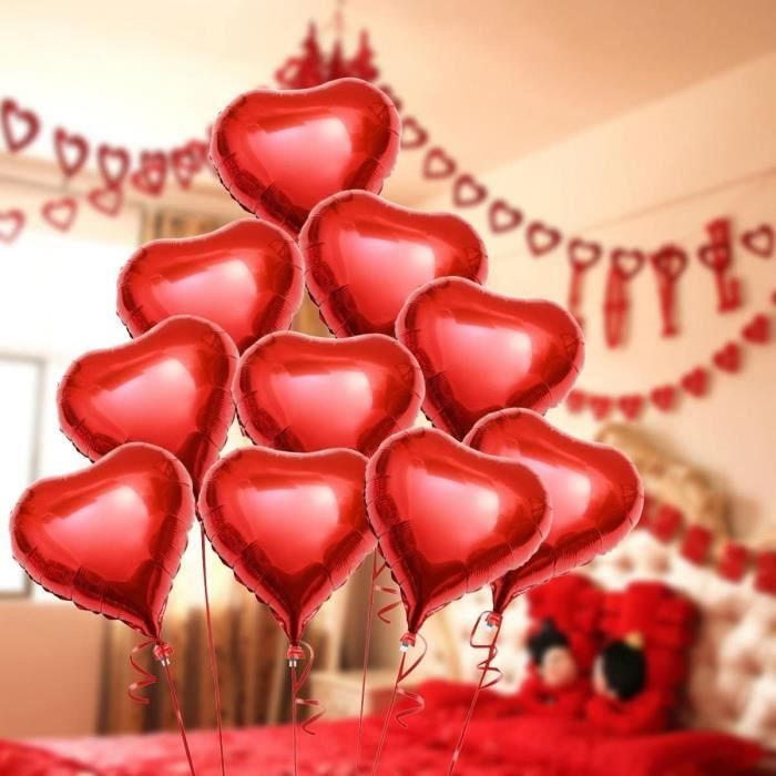 Lot de 10 Rouge & Blanc Cœur Forme Amour Ballons Fête De Mariage St-Valentin Anniversaire