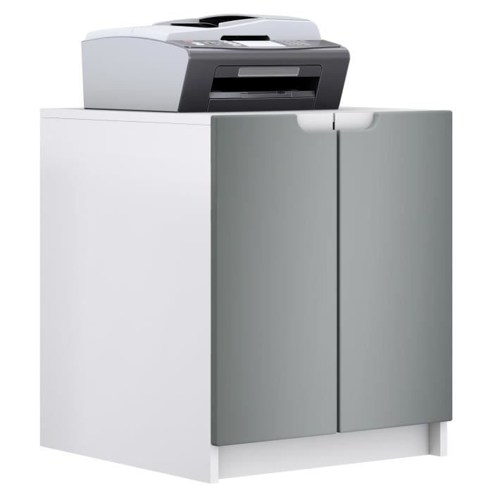 Vladon Commode d'imprimante Logan, Armoire à dossiers avec 2 Compartiments et 2 Portes, Corps Noir Mat, façades Gris Haute Brillance, (51 x 60,5 x 54 cm) : Vladon Vladon Commode d'imprimante Logan, Armoire à dossiers avec 2 Compartiments et 2 Portes, Corps Noir Mat, façades Gris Haute Brillance, (51 x 60,5 x 54 cm) : Vladon