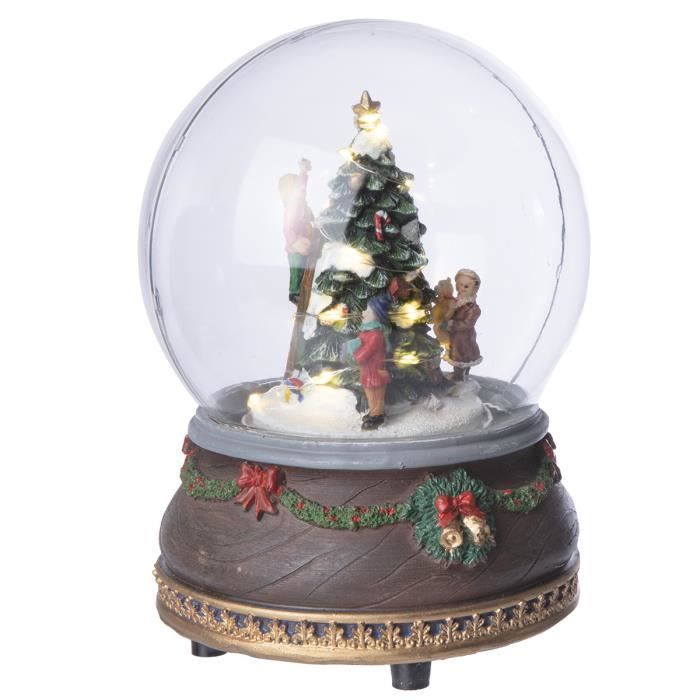 Boule à Neige Scène De Noël Musical Et Lumineux Sapin