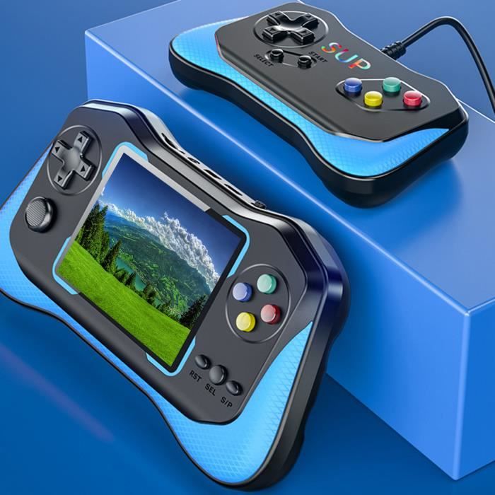 Console Portable R36 Plus - 21000+ Jeux Rétro, écran IPS 4 Pouces, Linux, WiFi, 128 Go - Bleu Clair