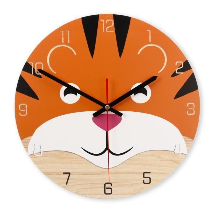 Horloge Murale Panda Mignonne - Décoration Enfant, Salon, Bureau - Design Bois Animé - Cadeau Familial