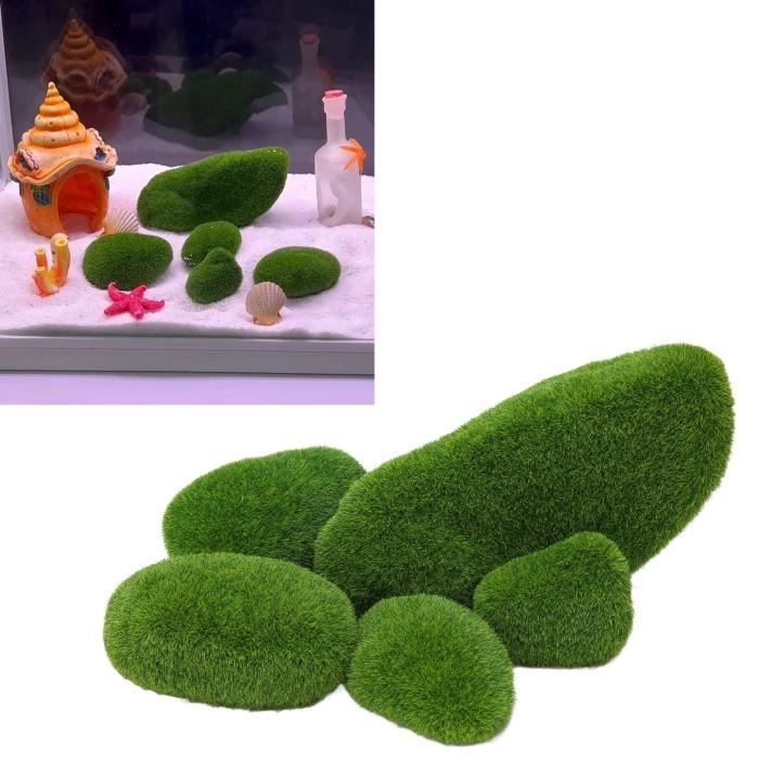 Comparer les prix de boules de mousse artificielles 5 tailles de roches de mousse artificielle résine décorative boules de mousse verte pierres HB042