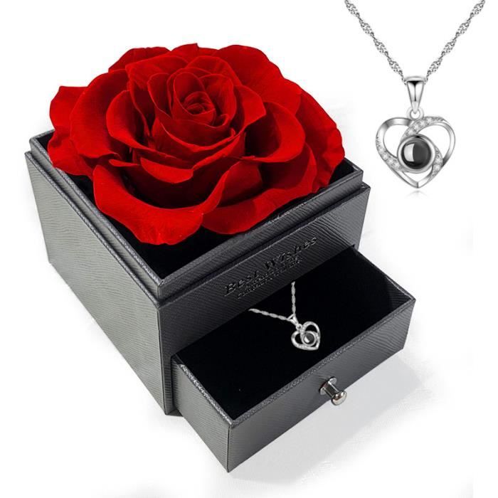 Coffret Cadeau Fête Des Mères - Ours Avec Rose Éternelle Et Collier Maman